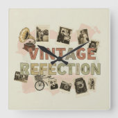 Vintage Reflektorhalterung Quadratische Wanduhr (Vorderseite)