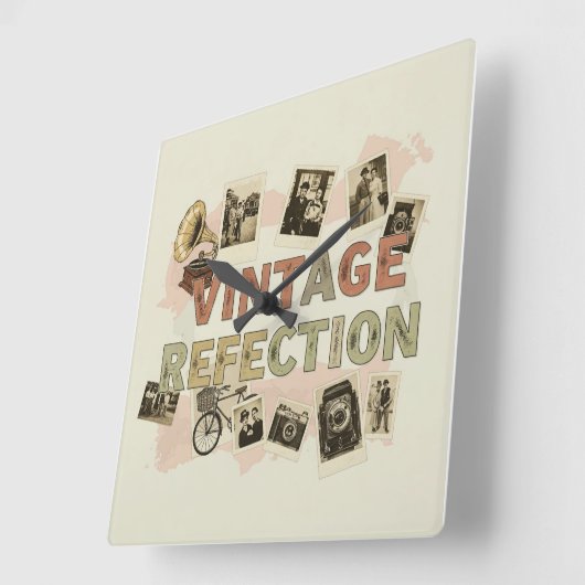 Vintage Reflektorhalterung Quadratische Wanduhr (Winkel)