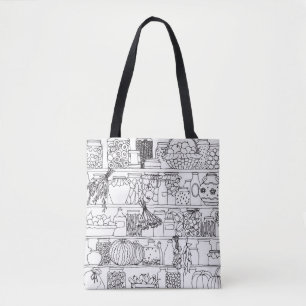 Vintage Regale mit Dosen: Skizze. Tasche