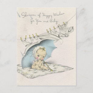 Vintage "Regen aus Babywünschen" Postkarte