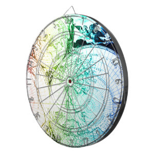 Vintage Regenbogen Alte Karten Design für Zuhause  Dartscheibe