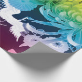 Vintage Regenbogen-Blume und -Vögel Geschenkpapier (Ecke)