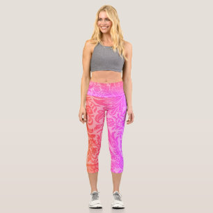Vintage-Regenbogen-Blumen-Botanik-Muster Capri Leggings