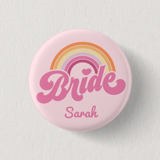 Vintage Regenbogen Brautjungfer Abzeichen Knopf Button (Vorderseite)