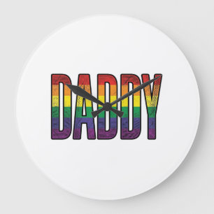 Vintage-Regenbogen-Daddy-Pride-Typografie-T-Shirt_ Große Wanduhr