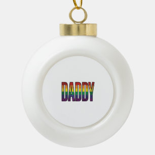 Vintage-Regenbogen-Daddy-Pride-Typografie-T-Shirt_ Keramik Kugel-Ornament