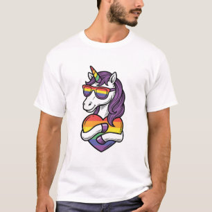 Vintage Regenbogen Einhorn Herz Pride Shirt Design