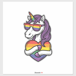 Vintage Regenbogen Einhorn Herz Pride Shirt Design Aufkleber