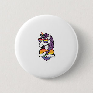 Vintage Regenbogen Einhorn Herz Pride Shirt Design Button