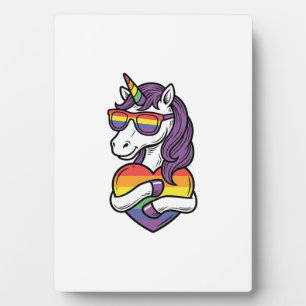 Vintage Regenbogen Einhorn Herz Pride Shirt Design Fotoplatte
