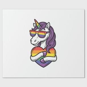 Vintage Regenbogen Einhorn Herz Pride Shirt Design Geschenkpapier