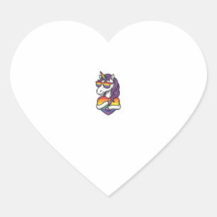 Vintage Regenbogen Einhorn Herz Pride Shirt Design Herz-Aufkleber