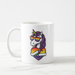 Vintage-Regenbogen-Einhorn-Herz-Pride-Shirt-Design Kaffeetasse