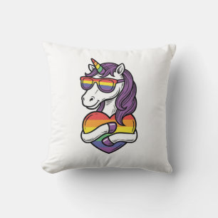 Vintage Regenbogen Einhorn Herz Pride Shirt Design Kissen