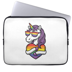 Vintage-Regenbogen-Einhorn-Herz-Pride-Shirt-Design Laptopschutzhülle