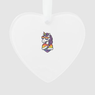 Vintage Regenbogen Einhorn Herz Pride Shirt Design Ornament