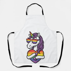 Vintage Regenbogen Einhorn Herz Pride Shirt Design Schürze