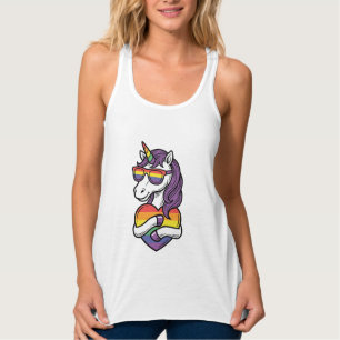 Vintage-Regenbogen-Einhorn-Herz-Pride-Shirt-Design Tank Top