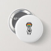 Vintage-Regenbogen-Friedenshand-Stolz-Vektor-Shirt Button (Vorne & Hinten)