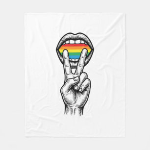 Vintage-Regenbogen-Friedenshand-Stolz-Vektor-Shirt Fleecedecke