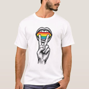 Vintage-Regenbogen-Friedenshand-Stolz-Vektor-Shirt T-Shirt