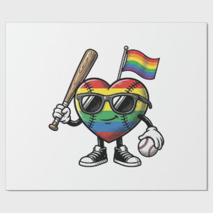 Vintage-Regenbogen-Herz-Baseball-Stolz-Shirt-Desig Geschenkpapier