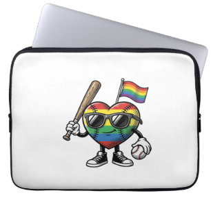 Vintage-Regenbogen-Herz-Baseball-Stolz-Shirt-Desig Laptopschutzhülle