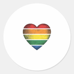 Vintage-Regenbogen-Herz-Pride-Vector-Shirt-Design_ Runder Aufkleber