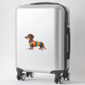 Vintage-Regenbogen-Pullover-Dachshund-Hübscher-Lan Aufkleber (Koffer)