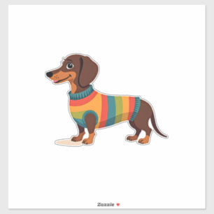 Vintage-Regenbogen-Pullover-Dachshund-Hübscher-Lan Aufkleber