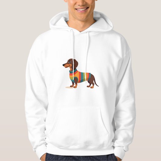 Vintage Regenbogen Pullover Dachshund Süßer langer (Vorderseite)
