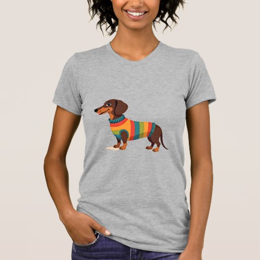 Vintage Regenbogen Pullover Dachshund Süßer langer (Vorderseite)
