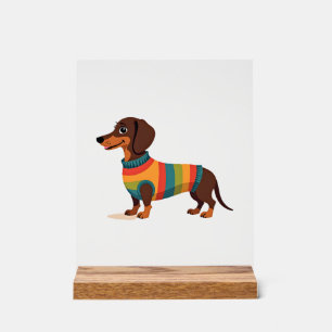 Vintage-Regenbogen-Pullover Dachshund Süßer langer Acrylschild