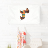 Vintage-Regenbogen-Pullover Dachshund Süßer langer Banner (Insitu)