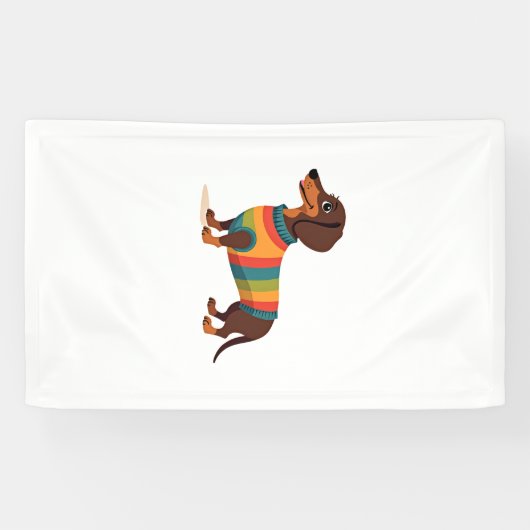 Vintage-Regenbogen-Pullover Dachshund Süßer langer Banner (Horizontal)