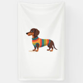 Vintage-Regenbogen-Pullover Dachshund Süßer langer Banner (Vertikal)