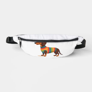 Vintage-Regenbogen-Pullover Dachshund Süßer langer Bauchtasche