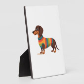 Vintage-Regenbogen-Pullover Dachshund Süßer langer Fotoplatte (Seite)