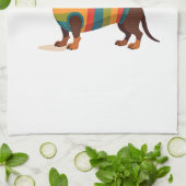 Vintage-Regenbogen-Pullover Dachshund Süßer Langer Geschirrtuch (Gefaltet)