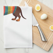 Vintage-Regenbogen-Pullover Dachshund Süßer Langer Geschirrtuch (Viertel Falte)
