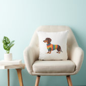 Vintage-Regenbogen-Pullover Dachshund Süßer langer Kissen (Stuhl )