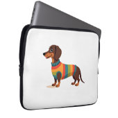 Vintage-Regenbogen-Pullover Dachshund Süßer langer Laptopschutzhülle (Vorne Rechts)