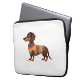 Vintage-Regenbogen-Pullover Dachshund Süßer langer Laptopschutzhülle (Vorderseite Links)