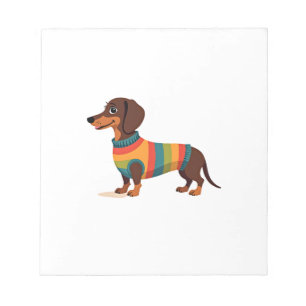 Vintage Regenbogen Pullover Dachshund Süßer langer Notizblock