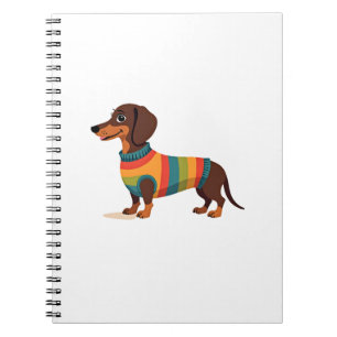 Vintage-Regenbogen-Pullover Dachshund Süßer langer Notizblock