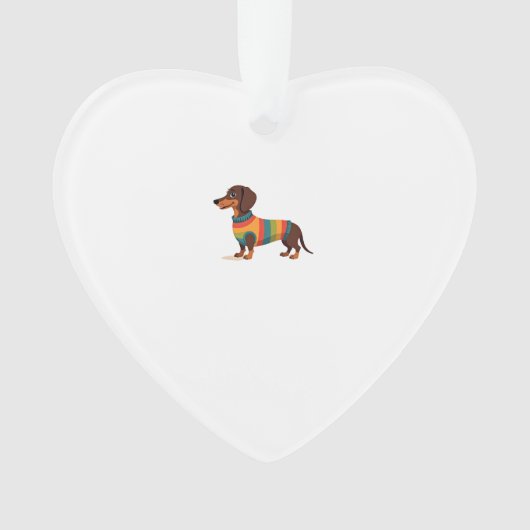 Vintage-Regenbogen-Pullover Dachshund Süßer langer Ornament (Vorderseite)