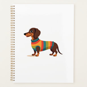 Vintage-Regenbogen-Pullover Dachshund Süßer langer Planer
