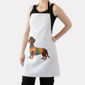 Vintage-Regenbogen-Pullover Dachshund Süßer langer Schürze (InSitu)