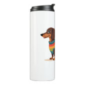 Vintage Regenbogen Pullover Dachshund Süßer langer Thermosbecher (Nach links gedreht)