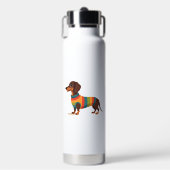 Vintage Regenbogen Pullover Dachshund Süßer langer Trinkflasche (Vorderseite)